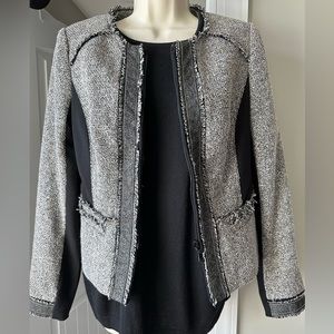 White House Black Market Tweed Fringe Moto Jacket